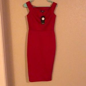 Boohoo red midi dress
